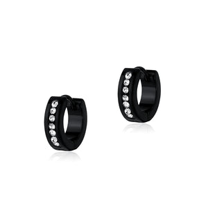 Iced Black Hoop Earrings - Different Drips
