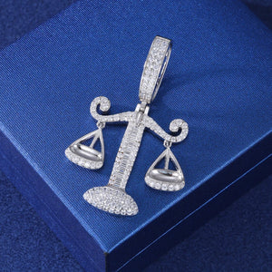 S925 Moissanite Baguette Diamond Justice Scale Pendant - Different Drips