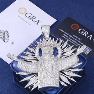 S925 Moissanite Diamond Crowned Jesus Radiance Pendant - Different Drips