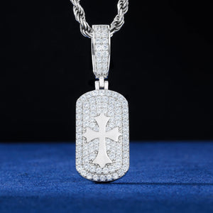 S925 Moissanite Cross Dog Tag Pendant - Different Drips