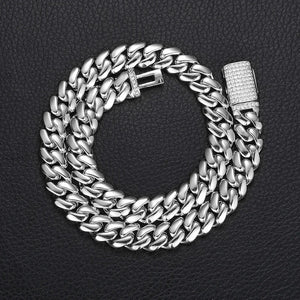 8-22mm Solid 18k Miami Cuban Link Chain w/Iced Clasp - Different Drips