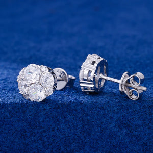 925 Sterling Silver Flower Cluster Moissanite Stud Earrings - Different Drips