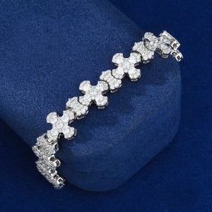 Moissanite Budded Cross Link Tennis Bracelet - Different Drips