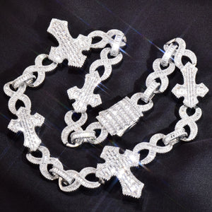 15mm Baguette Cross Stationed Infinity Link Chain - Different Drips