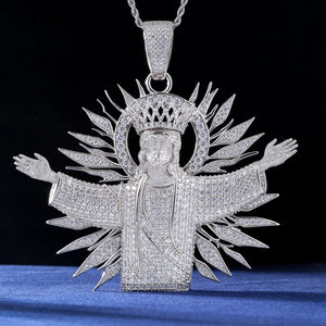 S925 Moissanite Diamond Crowned Jesus Radiance Pendant - Different Drips