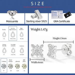 S925 Moissanite XO Cluster Stud Earrings - Different Drips