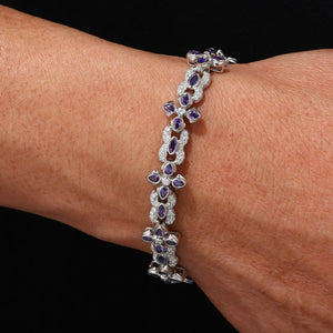 S925 Moissanite Purple Floral Tennis Bracelet - Different Drips
