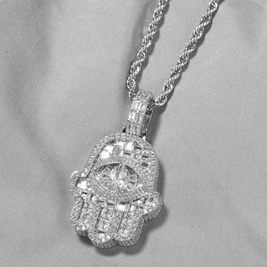 Small Baguette Hasma Hand Pendant - Different Drips