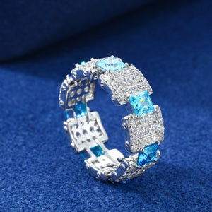 Two-Tone Blue Sapphire & Aquamarine Statement Ring - Different Drips