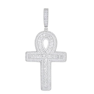 S925 Baguette Moissanite Ankh Pendant - Different Drips