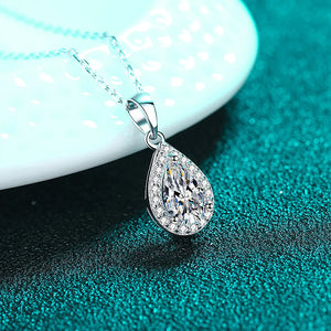 Women's S925 Pear Cut Moissanite Pendant - Different Drips