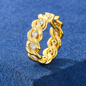 Cuban Link Moissanite Eternity Band Ring - Different Drips