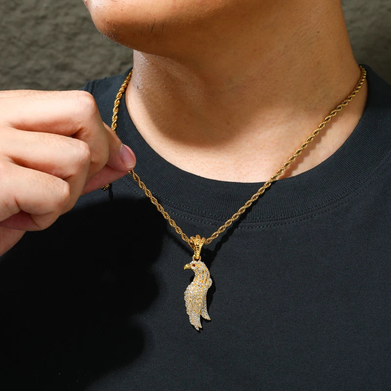 Iced Moissanite Eagle Pendant - Different Drips