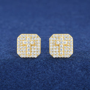 S925 Moissanite Diamond Cross Stud Earrings - Different Drips