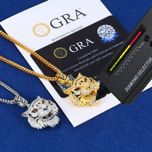 Moissanite Iced Tiger Head Pendant - Different Drips