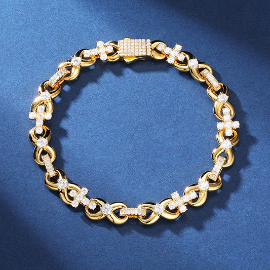 S925 Moissanite Infinity Cross Link Bracelet - Different Drips
