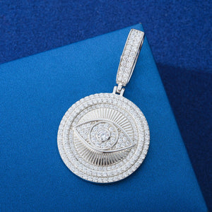 S925 Moissanite Evil Eye Medallion Pendant - Different Drips