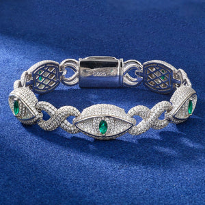 S925 Moissanite Evil Eye Cuban Link Bracelet - Different Drips