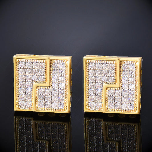 10mm Monogram Square Cut Earrings - Different Drips