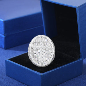 S925 Baguette Moissanite Diamond Cross Signet Ring - Different Drips