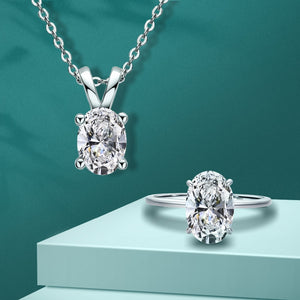 Women's S925 Moissanite Large Oval Solitaire Set - Different Drips