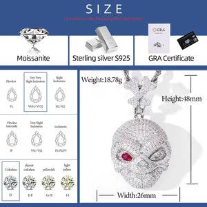 Iced Out Moissanite Skull Pendant - Different Drips