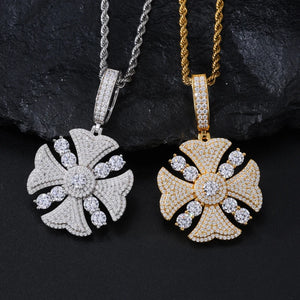 S925 Moissanite Flower Cross Pendant - Different Drips