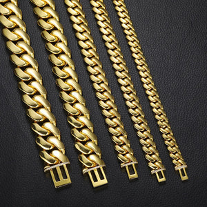 8-22mm Solid 18k Miami Cuban Link Chain w/Iced Clasp - Different Drips