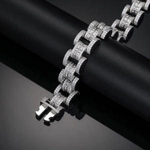 S925 Moissanite Diamond Baguette Watch Link Bracelet - Different Drips