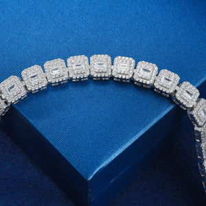 Moissanite Emerald-Cut Halo Tennis Bracelet - Different Drips
