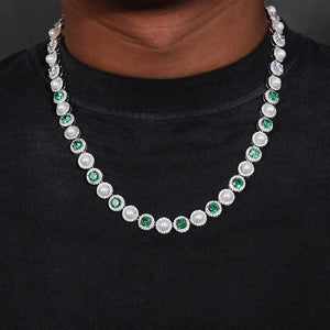 9mm S925 Green Moissanite Pearl Chain - Different Drips
