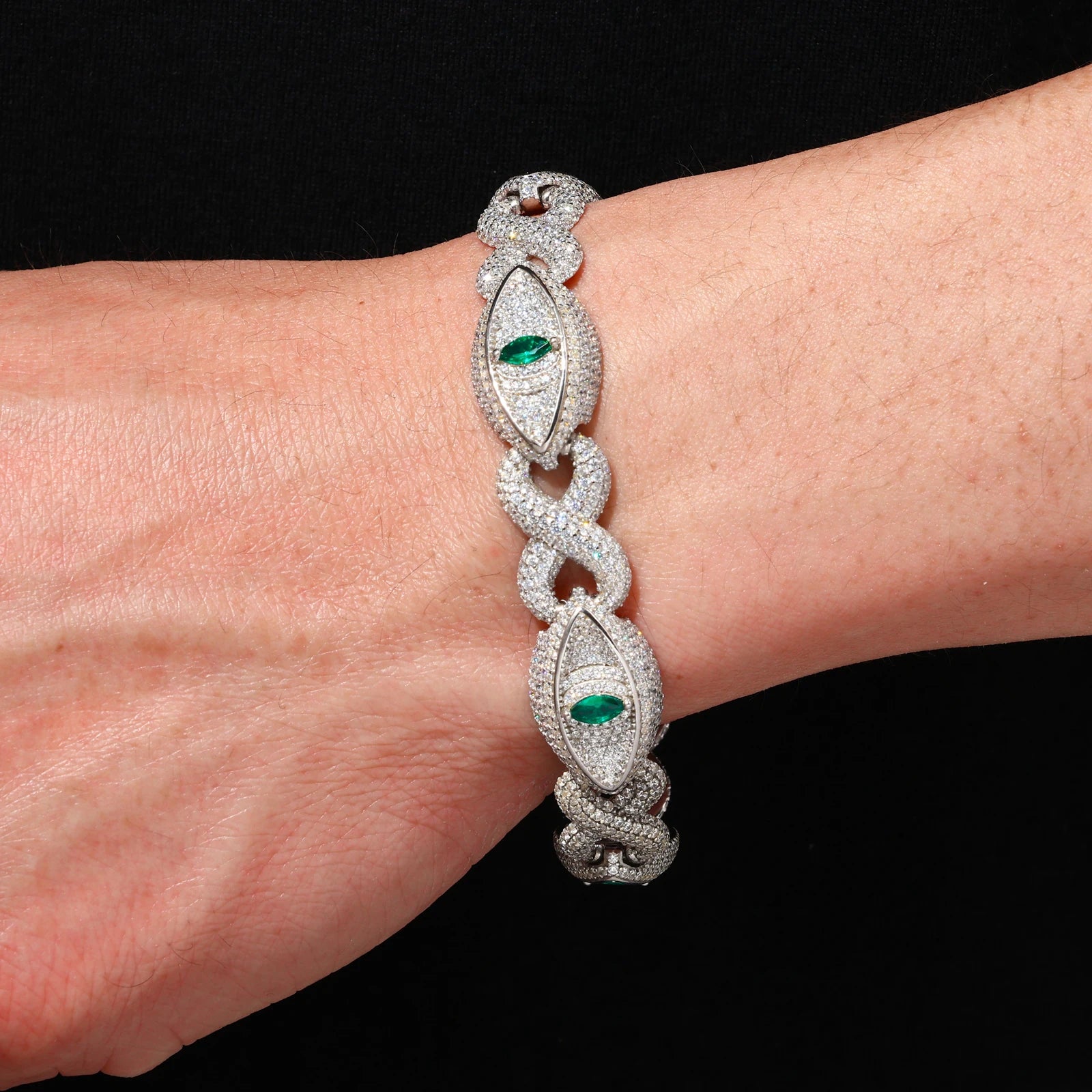 S925 Moissanite Evil Eye Cuban Link Bracelet - Different Drips