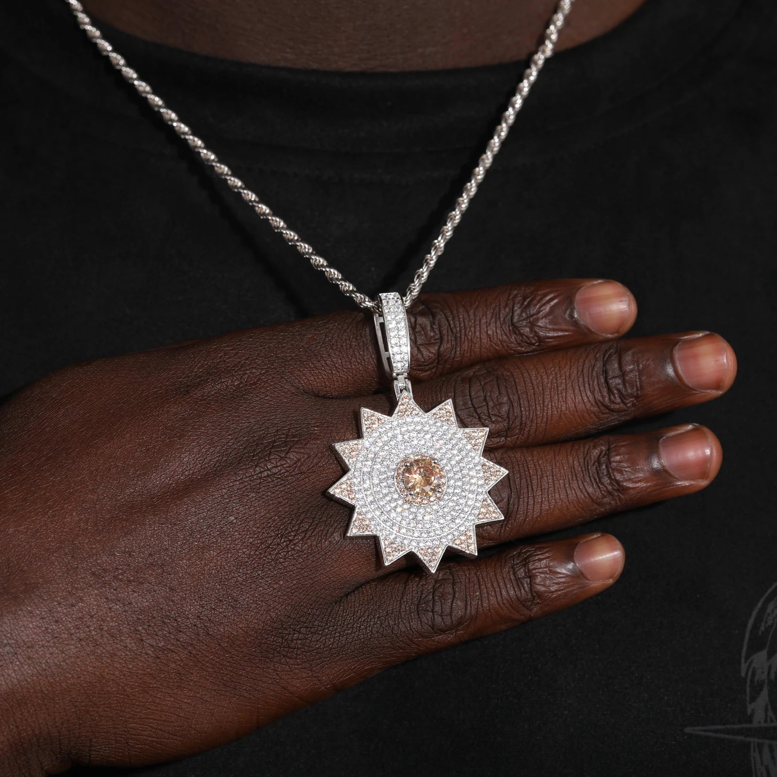 S925 Moissanite Diamond Sunburst Pendant - Different Drips