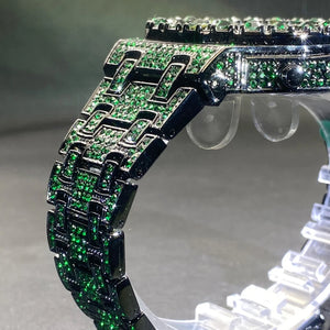 Fully Iced Green Arabic Numeral Watch - Different Drips