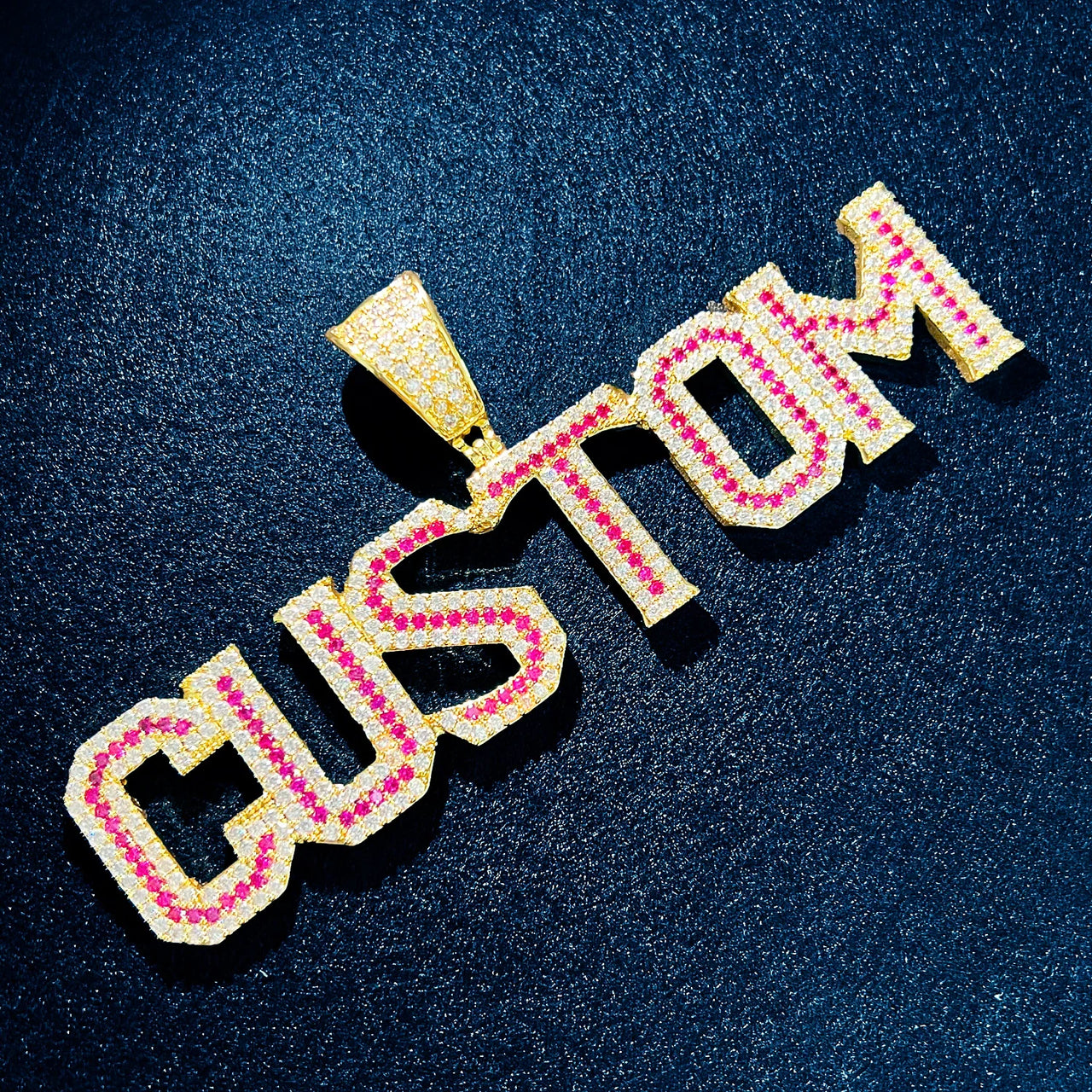 Red Diamond Varsity Custom Letter Pendant - Different Drips
