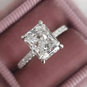 1-4ct Women's S925 Moissanite Rectangle Diamond Solitaire Ring - Different Drips