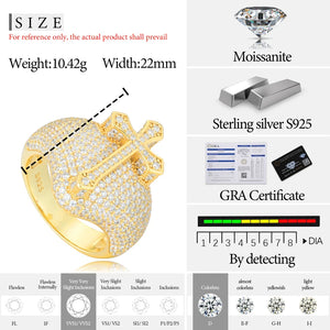 S925 Moissanite Cross Dome Ring - Different Drips