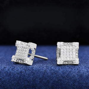 10k White Gold Moissanite Pave Square Cut Earrings - Different Drips