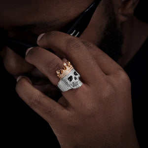 S925 Moissanite Diamond Crowned Skull Ring - Different Drips