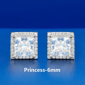 S925 Moissanite Princess Cut Square Stud Earrings - Different Drips