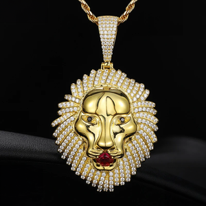 S925 Moissanite Gold Lion Pendant - Different Drips