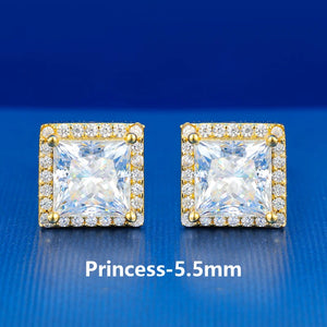 S925 Moissanite Princess Cut Square Stud Earrings - Different Drips