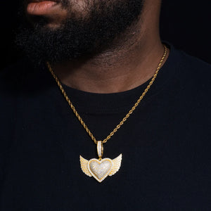 S925 Moissanite Winged Heart Pendant - Different Drips