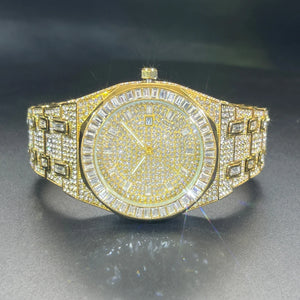 Bust Down Green Emerald Baguette Watch - Different Drips