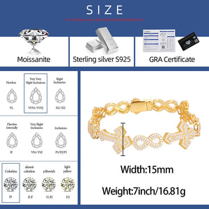S925 Moissanite Diamond Royal Cross Link Infinity Bracelet - Different Drips