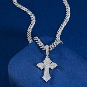 S925 Moissanite Diamond Multi Layered Royal Cross Pendant - Different Drips