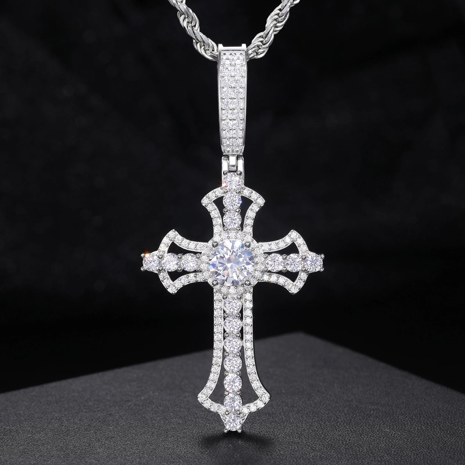 S925 Italy diamond selling cut cross pendant