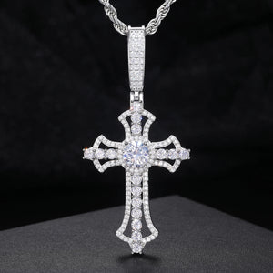 S925 Moissanite Celestial Cruciform Cross Pendant - Different Drips