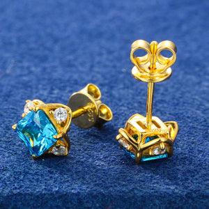 Moissanite Princess-Cut Ice Blue Stud Earring - Different Drips