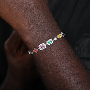 8-10mm S925 Luminous Enamel Cross Tennis Bracelet - Different Drips